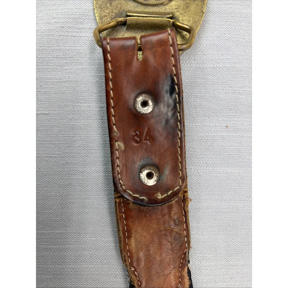 Vintage Hand Braided Horsehair Belt Texas Lone Star Brass Buckle Size 34